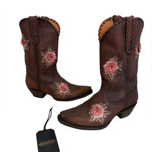 Women’s ‘Shyanne’ Leather Floral Cowboy Boots Size 9